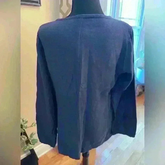 Soft Surroundings Lagenlook Blue Long Sleeved Tunic Gold Embroidery Women’s Sz M - Picture 12 of 12